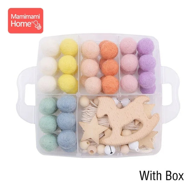 1set Wood Beads Animal Rattle Organic Teething Toys Wooden Toys BPA Free DIY Necklace Bracelet Baby Nursing Accessories