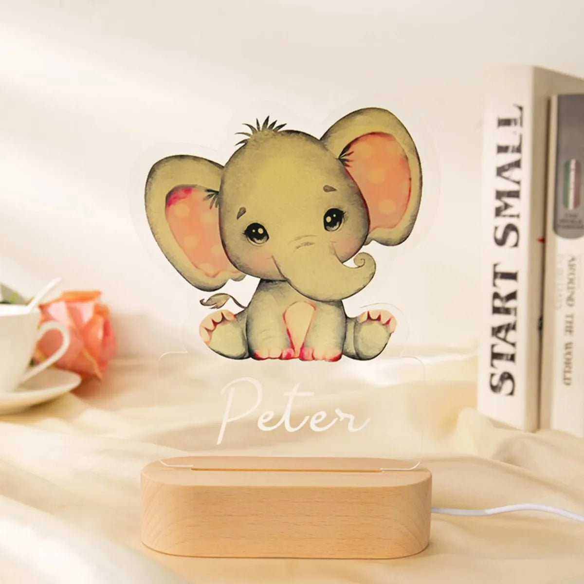 Personalized Children Animal Night Light Custom Name Acrylic Lamp for Baby Kids Bedroom Home Decoration Neonate Birthday  Gift