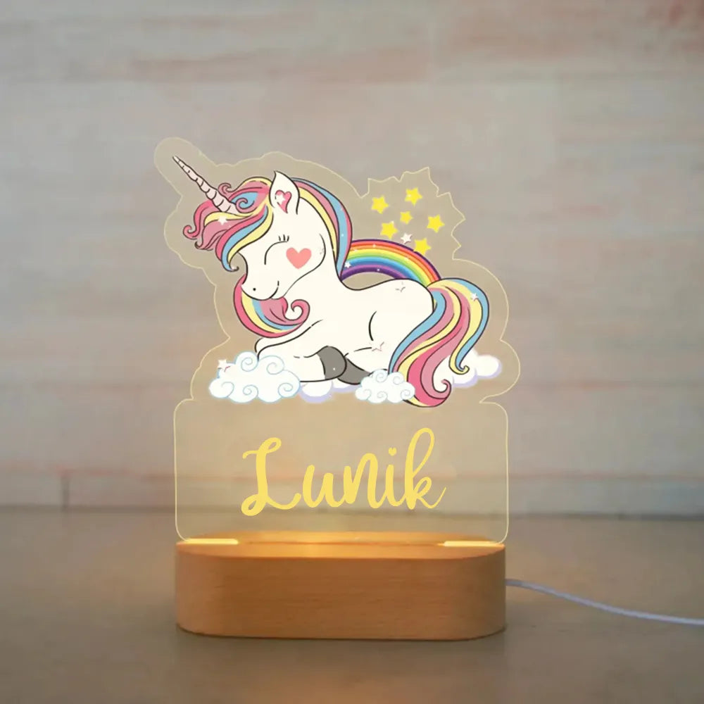 Personalized Children Animal Night Light Custom Name Acrylic Lamp for Baby Kids Bedroom Home Decoration Neonate Birthday  Gift