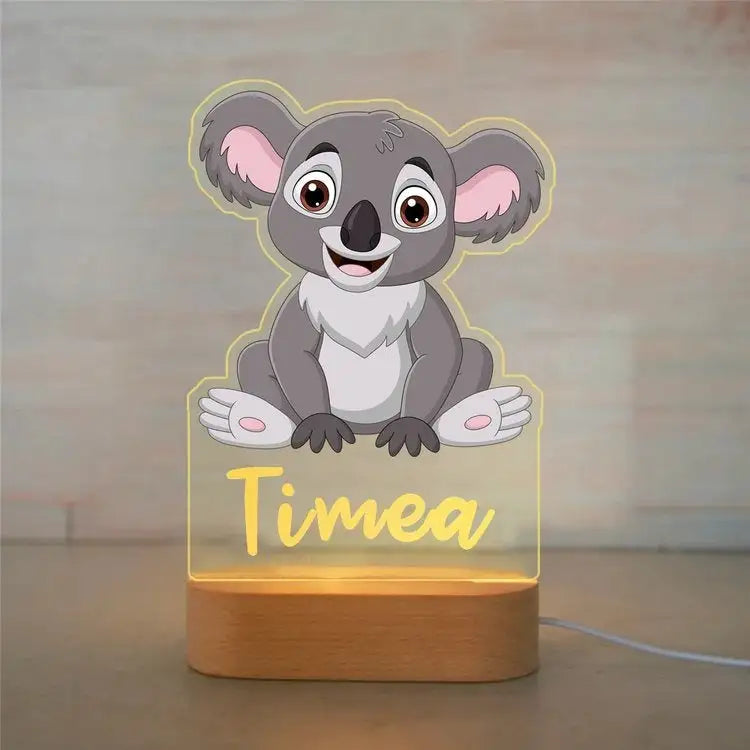 Personalized Children Animal Night Light Custom Name Acrylic Lamp for Baby Kids Bedroom Home Decoration Neonate Birthday  Gift