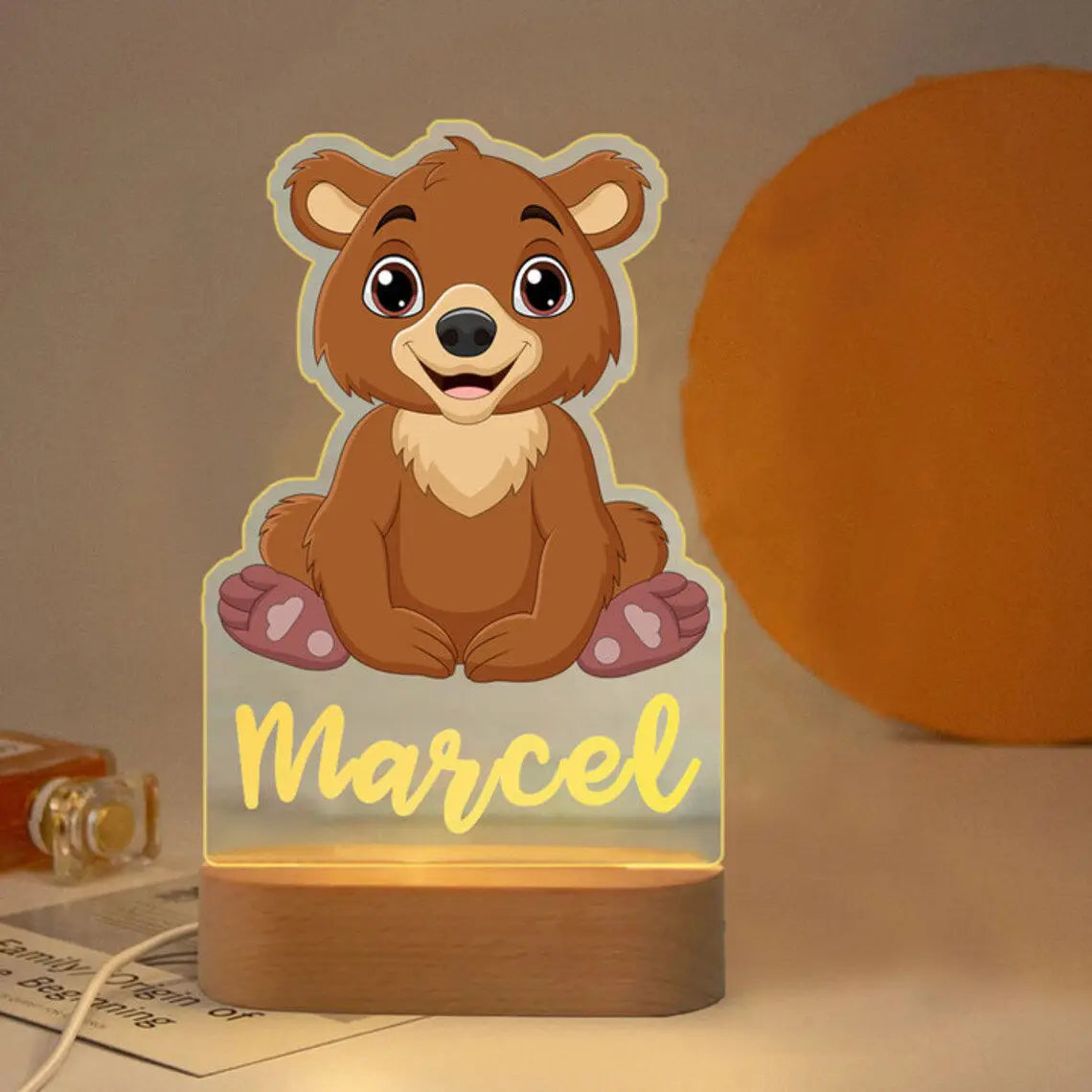 Personalized Children Animal Night Light Custom Name Acrylic Lamp for Baby Kids Bedroom Home Decoration Neonate Birthday  Gift