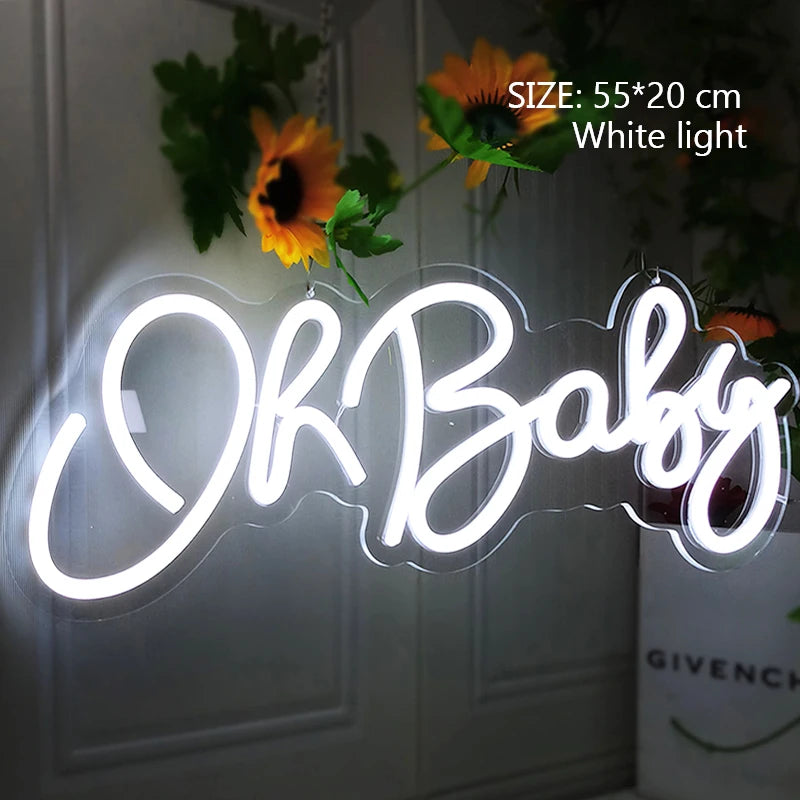 Neon Led Sign Happy Birthday Led Light Party Flex TransparentOh Baby Neon Light Sign Wedding Party Decoration Personalized Signs