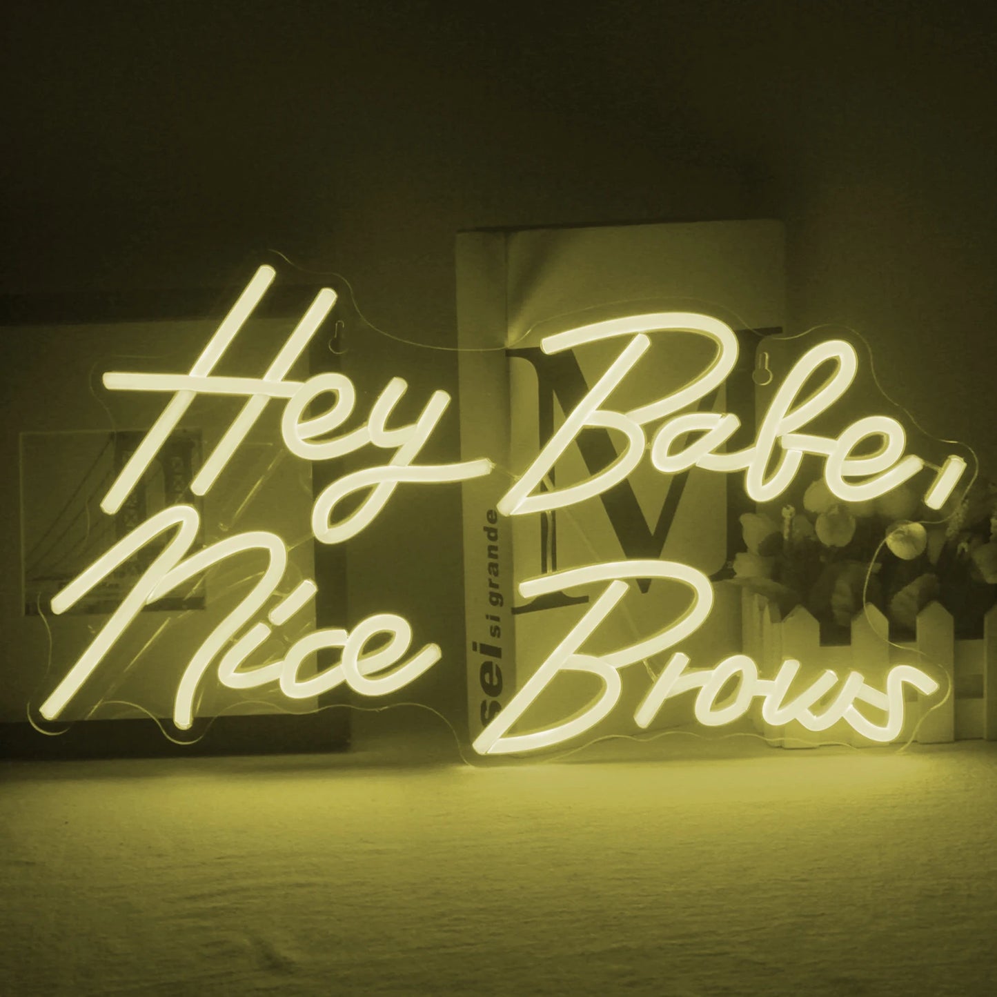 Neon Signs Hey Babe Nice Brows Nail shopLed Light Personalized Bedroom Home Office Cafe Party Wedding Wall Decoration Girl Women